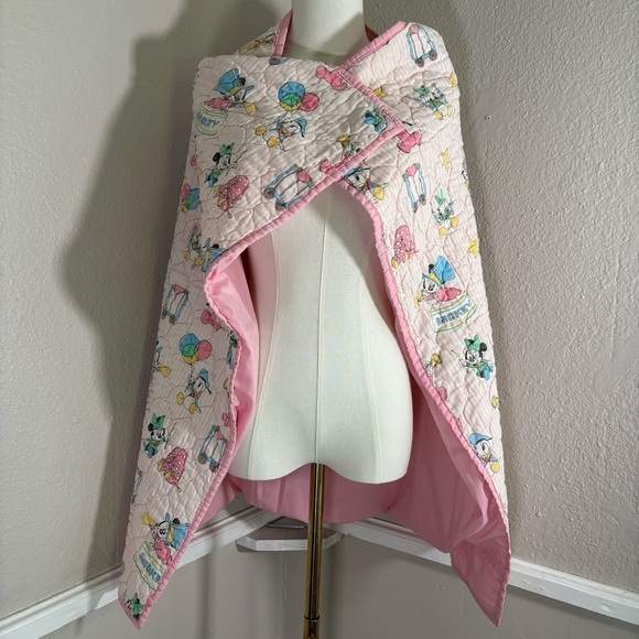 Vintage Disney Pink Mickey Mouse Babies Crib Blanket Quilt 40"x33" - Picture 7 of 8